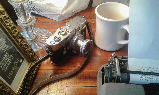 Leica M3, Smith Corona Skyriter and Coffee