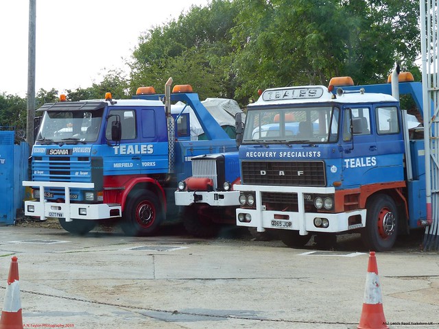 Scammell Constructor Scania 143E 500 G577 PWW Diamond T 980 DAF 2800 Q365 JGP Teales Recovery A62 Leeds Road Yorkshire UK