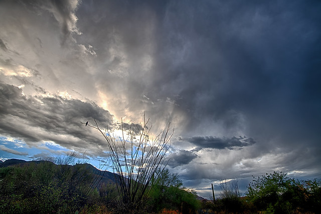 Clearing rain clouds in Tucson AZ predawn