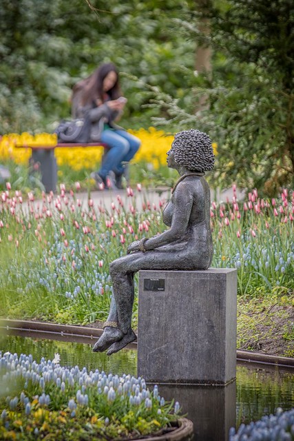 The statue and the girl.