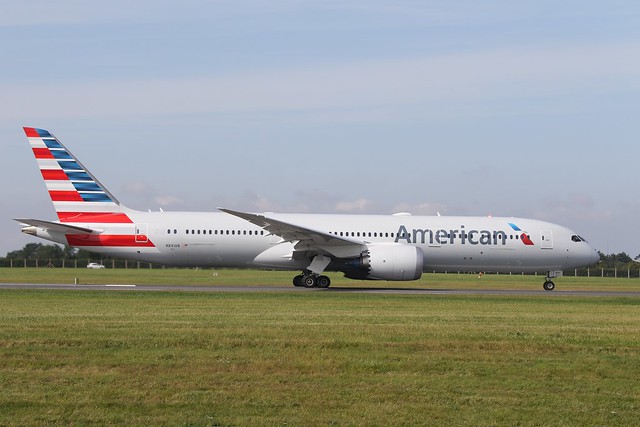 N841AN B789 American departs DUB for DFW runway 10