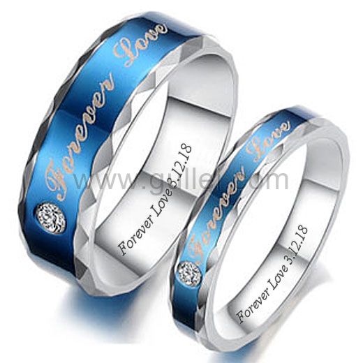 Personalized Forever Love Promise Couple Rings Set of Two Gullei.com