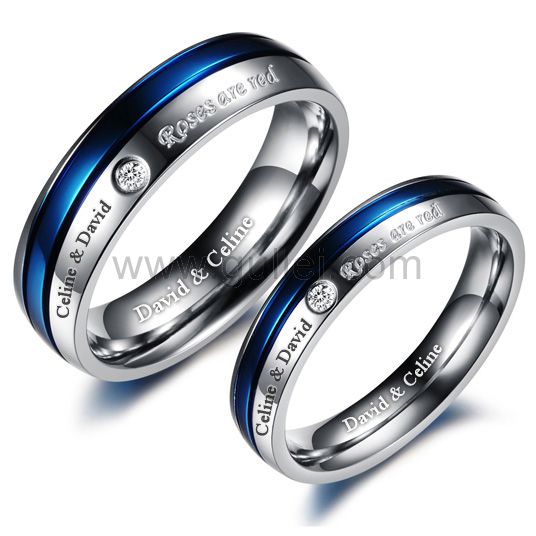 Roses are Red Custom Couple Promise Rings Set Titanium by Gullei.com