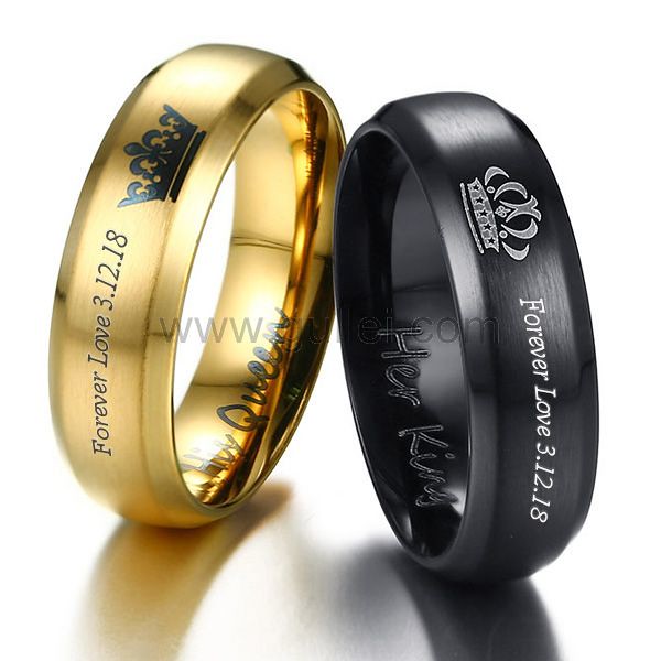 King and Queen Crown Anniversary Rings Set 6mm Gullei.com