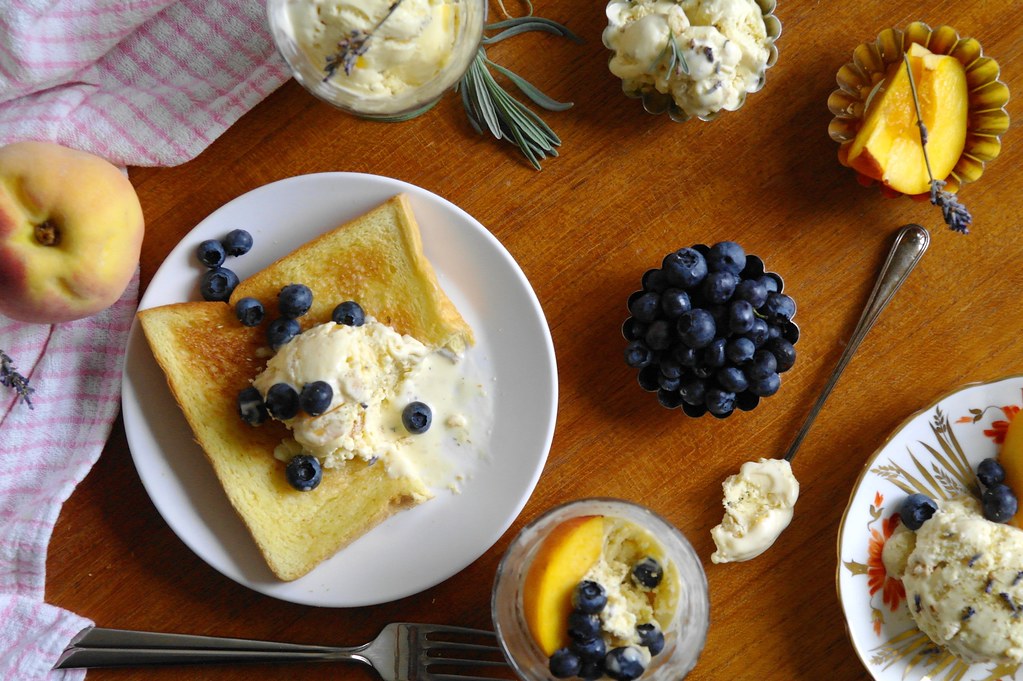 roasted peach lavender chamomile ice cream