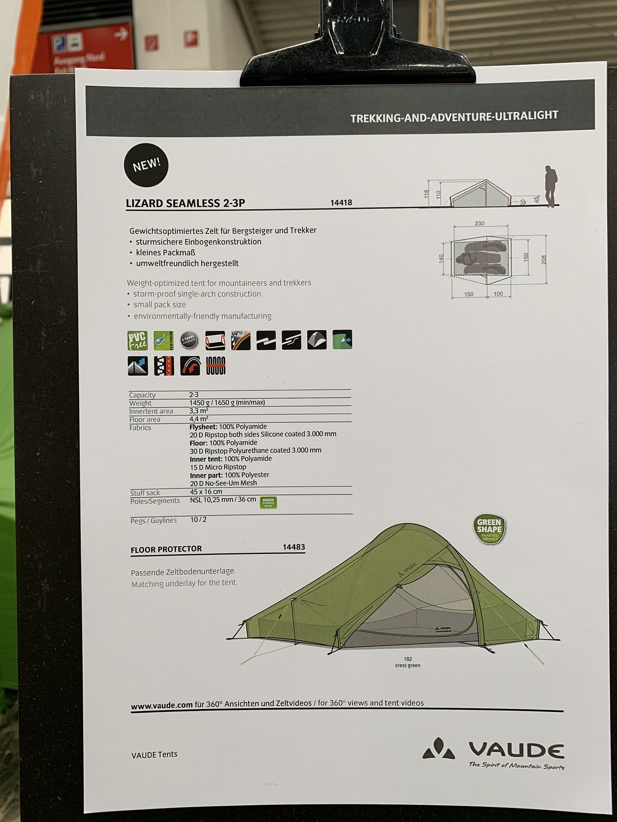 Vaude Lizard Seamless 1-2 Person Tent