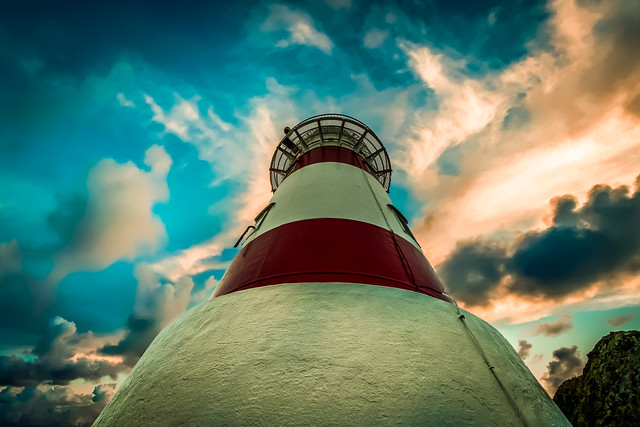 Dramatic skies looking Cape Palliser lighthouse