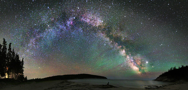 Astrophotography Rainbow Milky Way - Maine , Acadia National Park