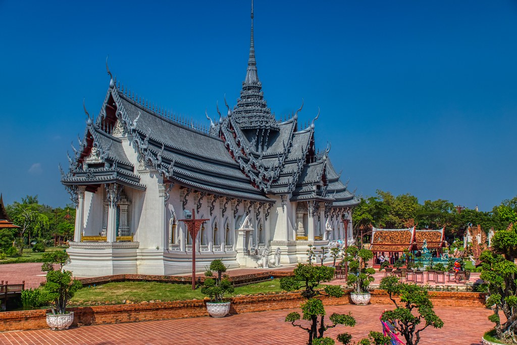 Replica of Sanphet Prasat palace from Ayutthaya in Muang Boran, Samut Phrakan, Thailand