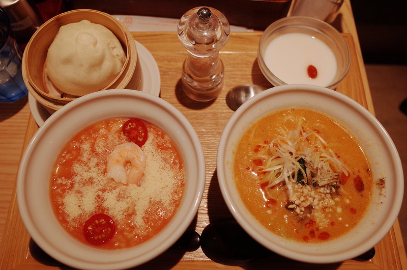 池袋西口東武百貨店粥餐庁濃厚ごま担々麺 海老とチーズのトマトのおかゆセット