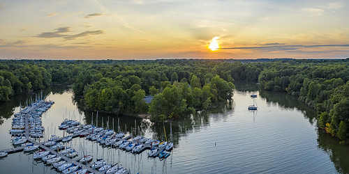 alumcreek park sailboats dock mavicpro mavicpro2 drone lake sunset