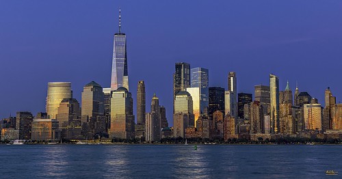 nyc new york city manhattan urban buildings skyline sunset glow