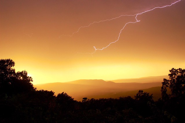 Storm at sunset from Skyline Drive
