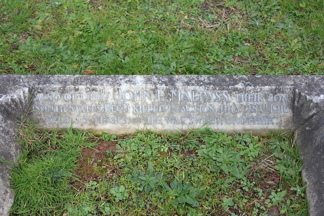 John Louis Malpass Memorial on Family Grave