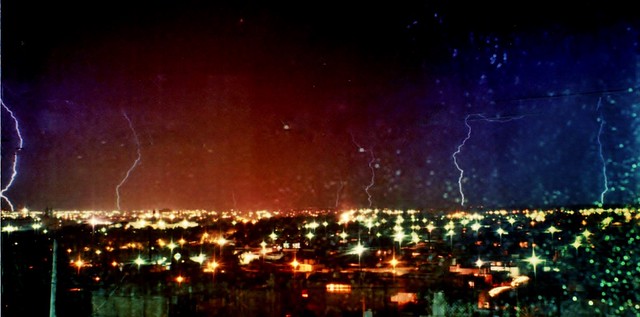Panorámica Nocturna de Durango con Tormenta Electrica.