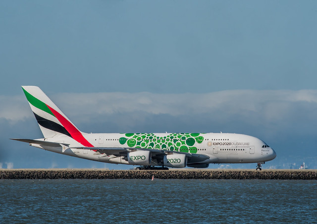 emirates expo 202o green livery departing for dubai