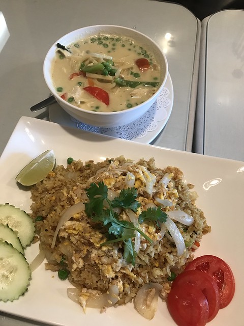 Thai- fried rice, chicken curry