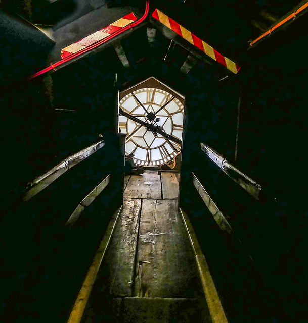Behind the clock