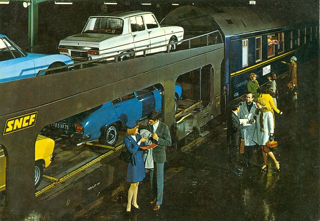 SNCF train auto couchette 1973 wagon lit autos