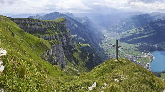 An alpine cross protecting Walenstadt and the lake