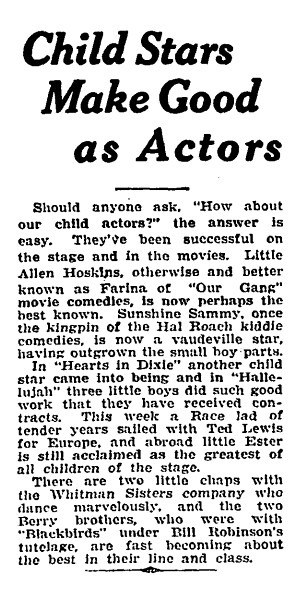 Child Stars Make Good as Actors (1930)