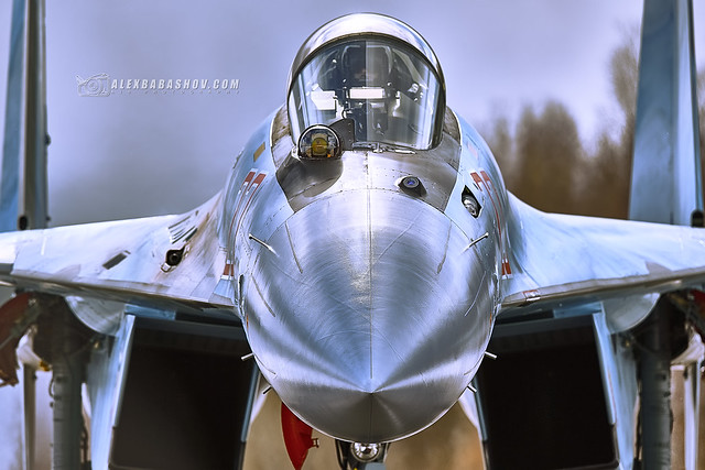 Sukhoi Su-35S fighter getting ready for take-off