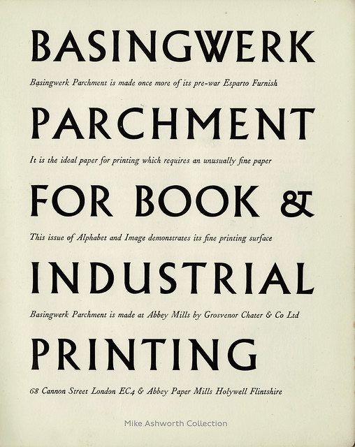Basingwerk Parchment : advert issued by Grosvenor Chater & Co Ltd., 1947