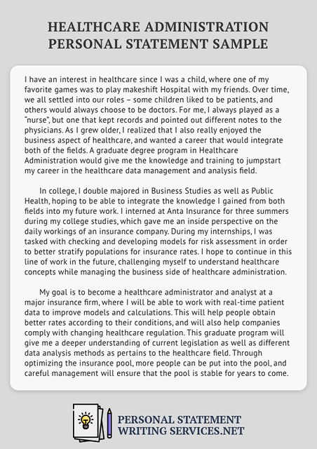 personal statement for healthcare job