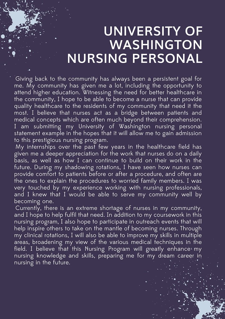 personal statement university example nursing