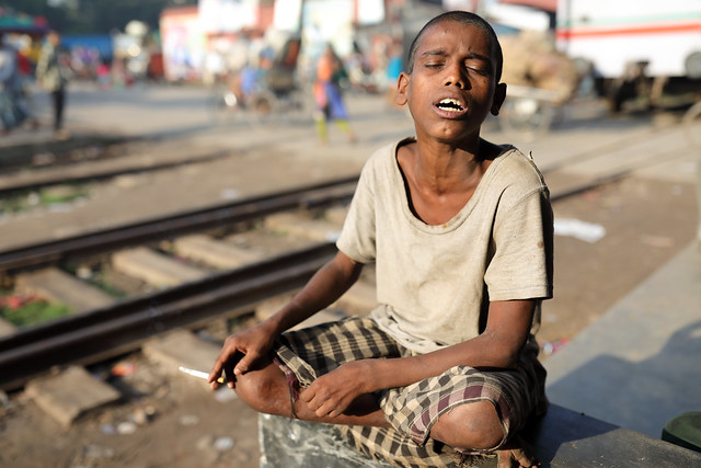 Bangladesh, homeless Rohingya boy in Dhaka