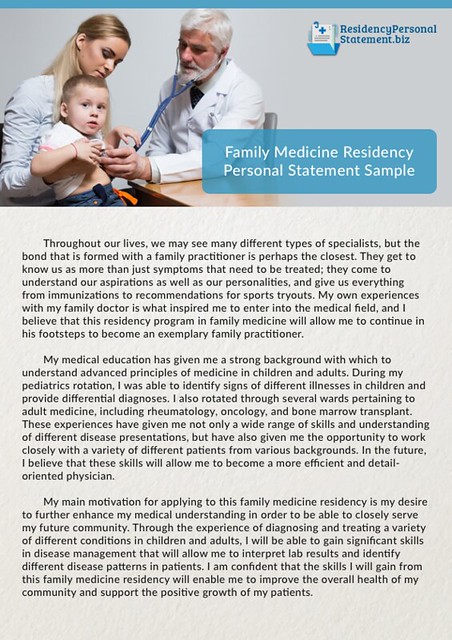 residency personal statement examples family medicine