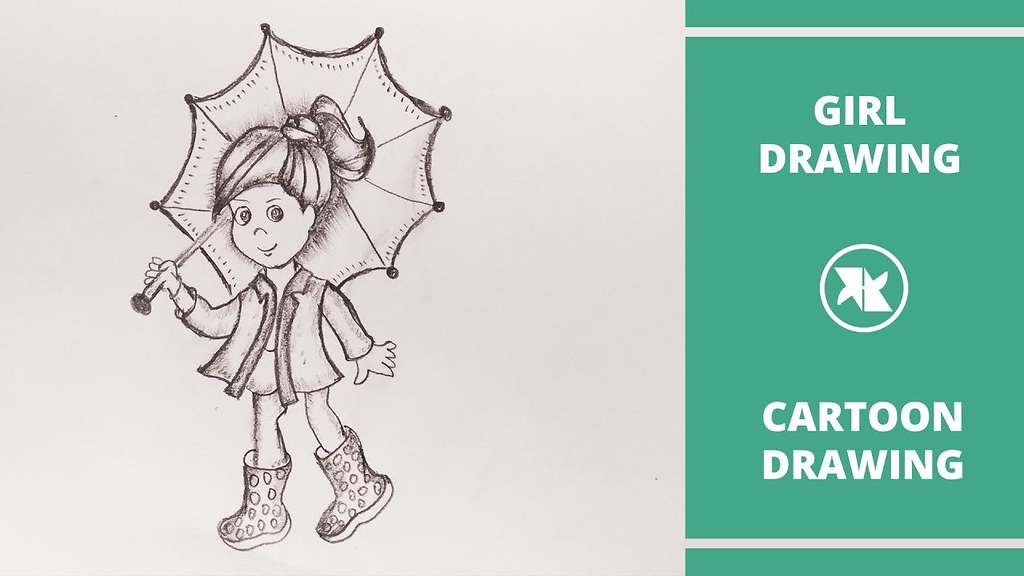 How to Draw a Cute Girl with Umbrella pencil sketch step b… | Flickr