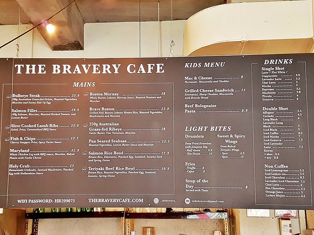 The Bravery Cafe Menu