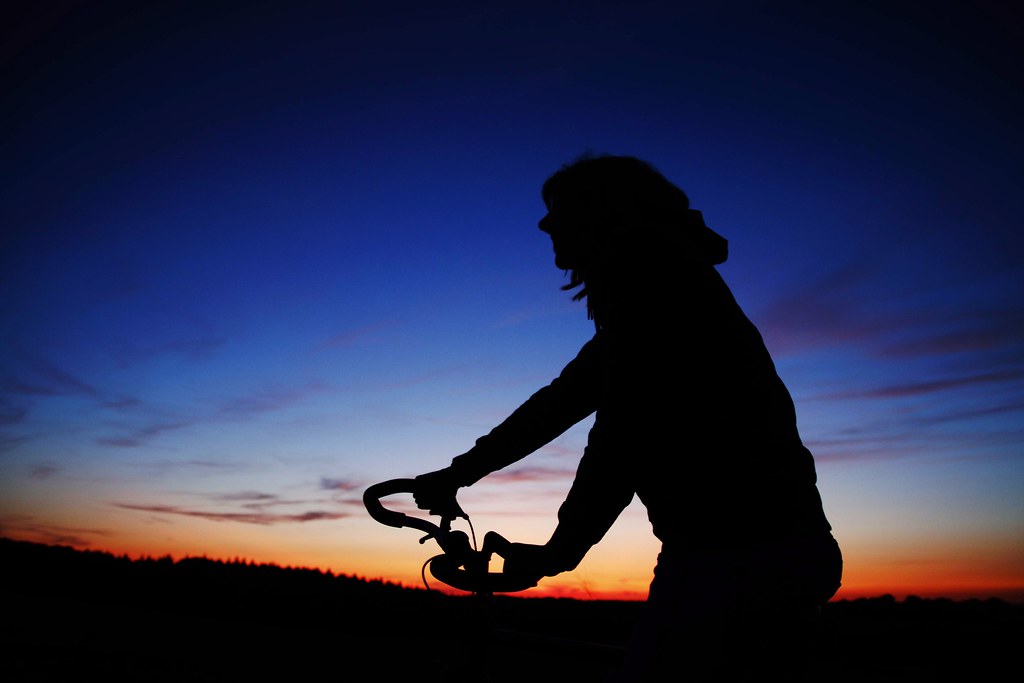 taking a bicycle Ride after sunset