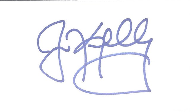 Jim Kelly autographed index card