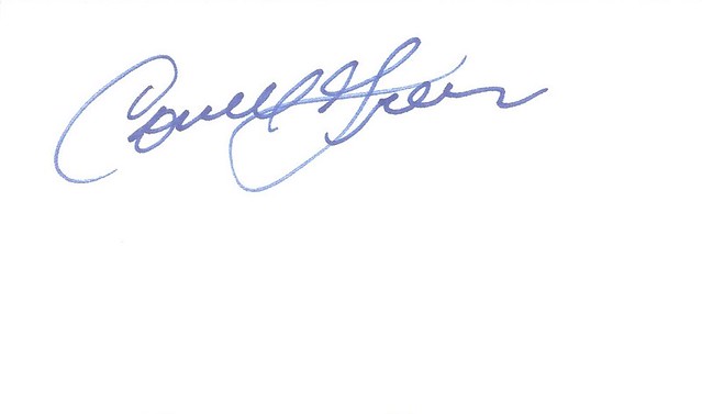 Cornell Green autographed index card