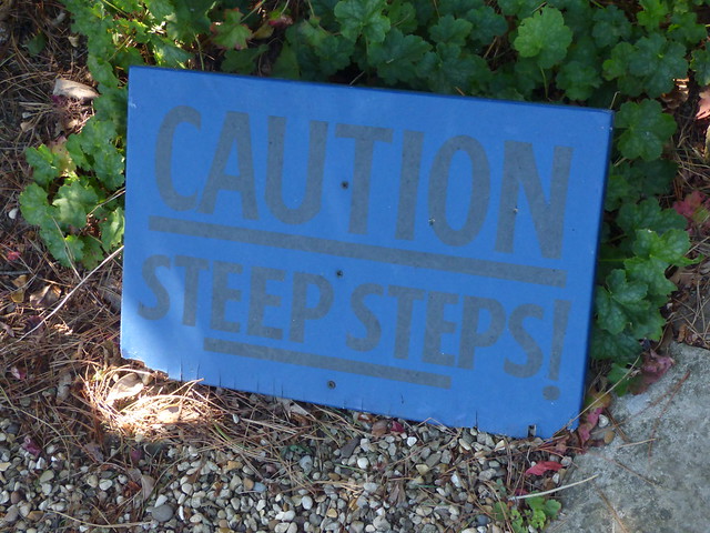 Kiftsgate Court Gardens - Caution Steep steps - sign