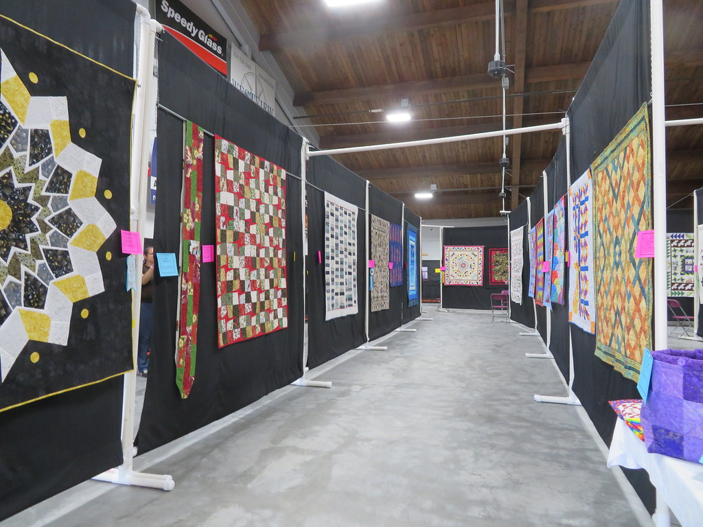 Quilts on display.