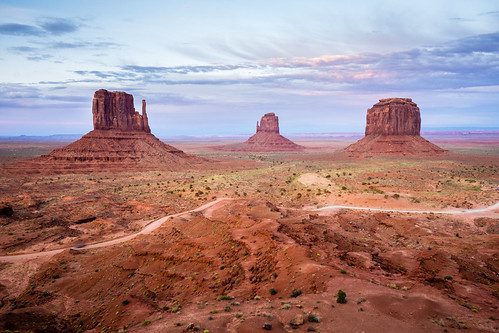 navajo buttes valley mountains usa america us desert sunset sky colour clouds road evening dusk highway golden hour formations rock landscape