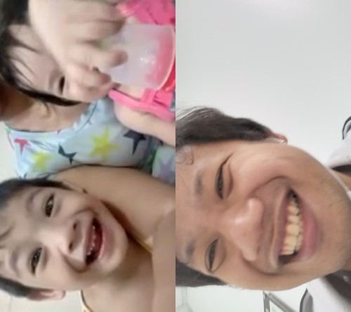 Aug 28 2019 videocall. Ayaw daw mkipagusap ni misha. Pero nrinig ko biglang umiyak c misha. Nauntog pala. Be careful mga anak ko | by dray_ef