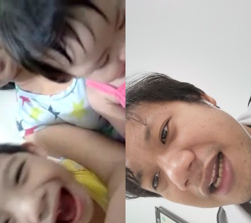 Aug 28 2019 videocall. Ayaw daw mkipagusap ni misha. Pero nrinig ko biglang umiyak c misha. Nauntog pala. Be careful mga anak ko | by dray_ef