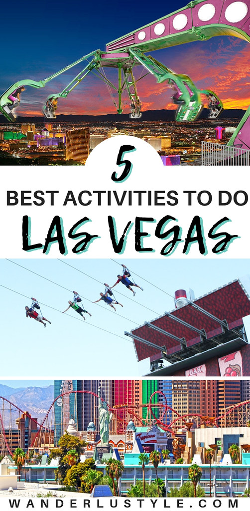 5 Best Thrill Activities To Do in Las Vegas - Las Vegas Travel Guide, Things to do Las Vegas, Las Vegas Activities, Best things to do in las vegas, High roller, Las Vegas Observation Wheel, the linq, slotzilla zip line, fremont experience, fremont, big apple roller coaster, new york new york hotel and casino, adventuredome, circus circus hotel, stratosphere, escape room las vegas, saw escape room, vegas indoor skydiving | Wanderlustyle.com