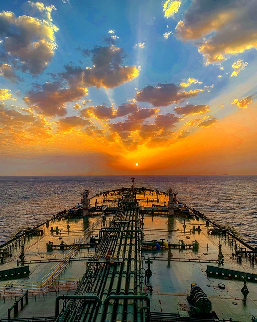 Sunrise from a tanker