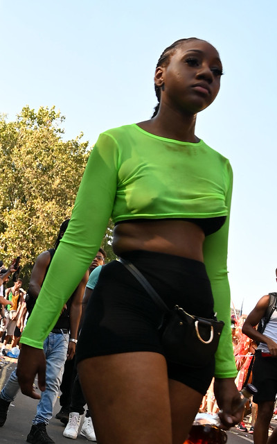 DSC_7773b Notting Hill Caribbean Carnival London Mas Players Parade Participant August 26 2019 Beautiful Stunning Girls Excited Hard Nipples