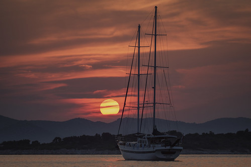Sunset and sailboat