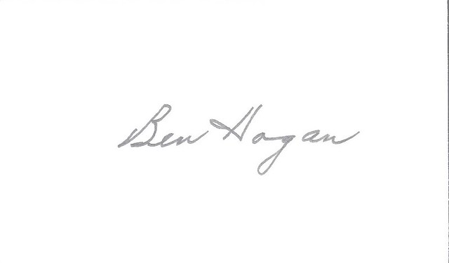 Ben Hogan autographed index card