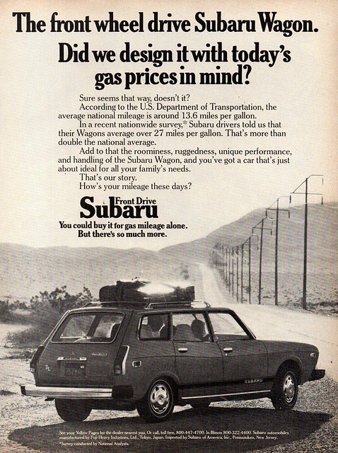 1974 Subaru FWD Front Wheel Drive Wagon USA Original Magazine Advertisement
