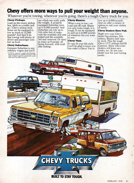 1979 Chevrolet Chevy Trucks Surburban Blazer Pickup Van USA Original Magazine Advertisement