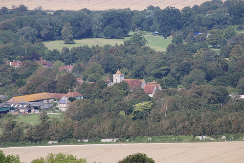 Village from the South Downs near Firle 