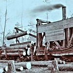Loading logs on train Goldsboro Lumber Company North Carolina undated NARA95-GP-1490-Box0330_025_001_AC This was another of Baldwin&#039;s small &amp;quot;off-the-shelf&amp;quot; Forney [0-4-4]? locomotive that combined elements of high-volume manufacturing and the custom fitting that came with building steam locomotives of any size. The Baldwin guide says that the little balloon-stacker (fuel was 1 cord of wood with a spark-arresting Radley &amp;amp; Hunter stack) was sold to the Goldsboro Lumber Company of Dover, NC, but the Specifications book does not list that transaction. 

Goldsboro Lumber &amp;amp; Railroad Company was registered in 1908 and owned 36 mi of track between Dover, NC and Richlands, NC. Eventually, they owned 3 locomotives and operated both passenger and freight service as the Dover and South Bound Railroad. 

Source of Photograph: National Archives RG# 95-GP
Records of the Forest Service 
General Subject Files
Negative Number:23336 